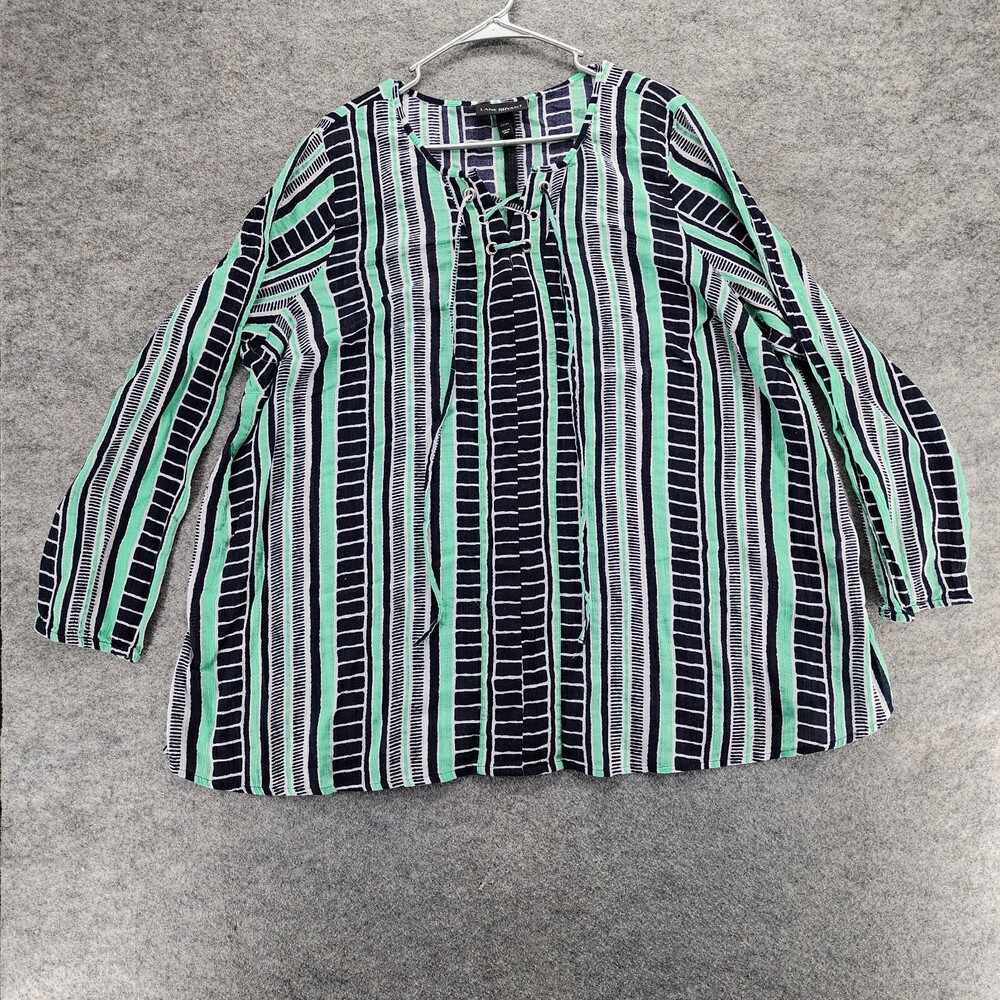 Lane Bryant Shirt Womens 22/24 3/4 Sleeve Striped